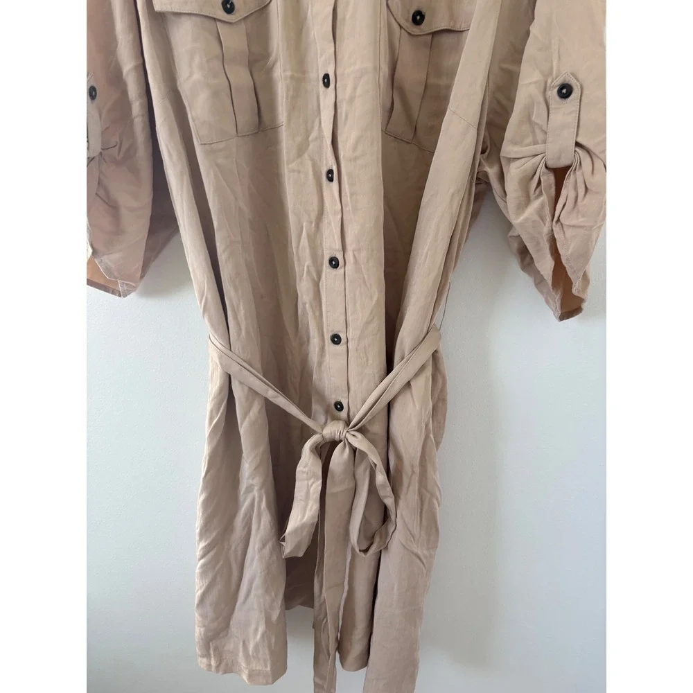 New Torrid Tan Mini Waist-Tie Shirt Dress – Size 4X - Picture 4 of 7